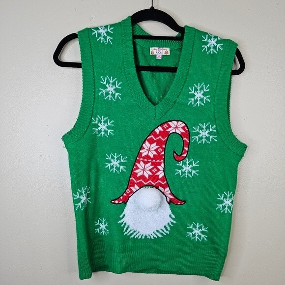 Merry Christmas by Poof gnome sweater vest size M - Picture 1 of 6